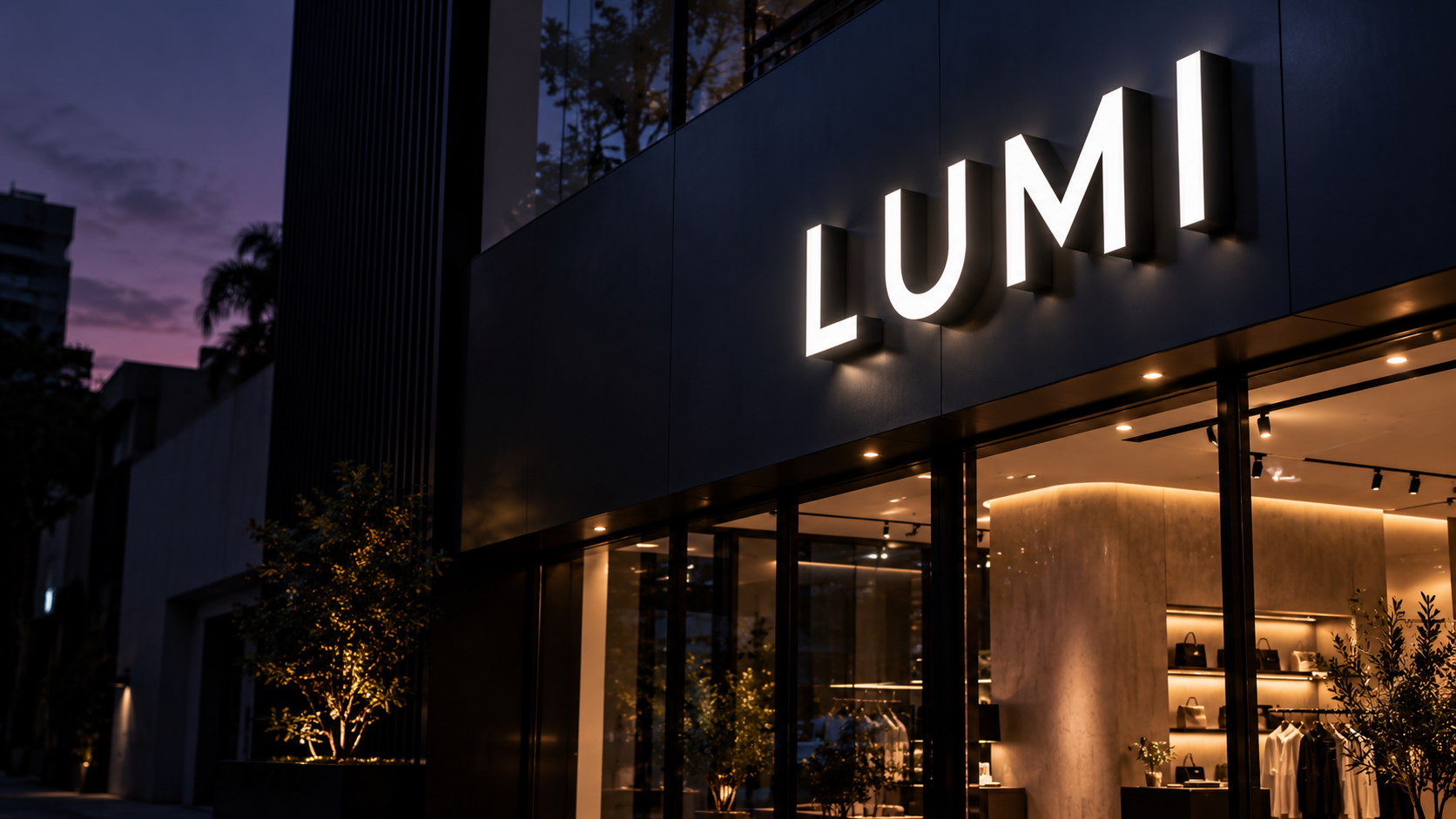 Imagem ilustrativa de letras caixa com faces iluminadas em fachada